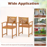 Outdoor Acacia Wood Dining Chairs-Set of 2