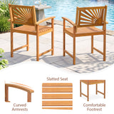 Outdoor Acacia Wood Dining Chairs-Set of 2