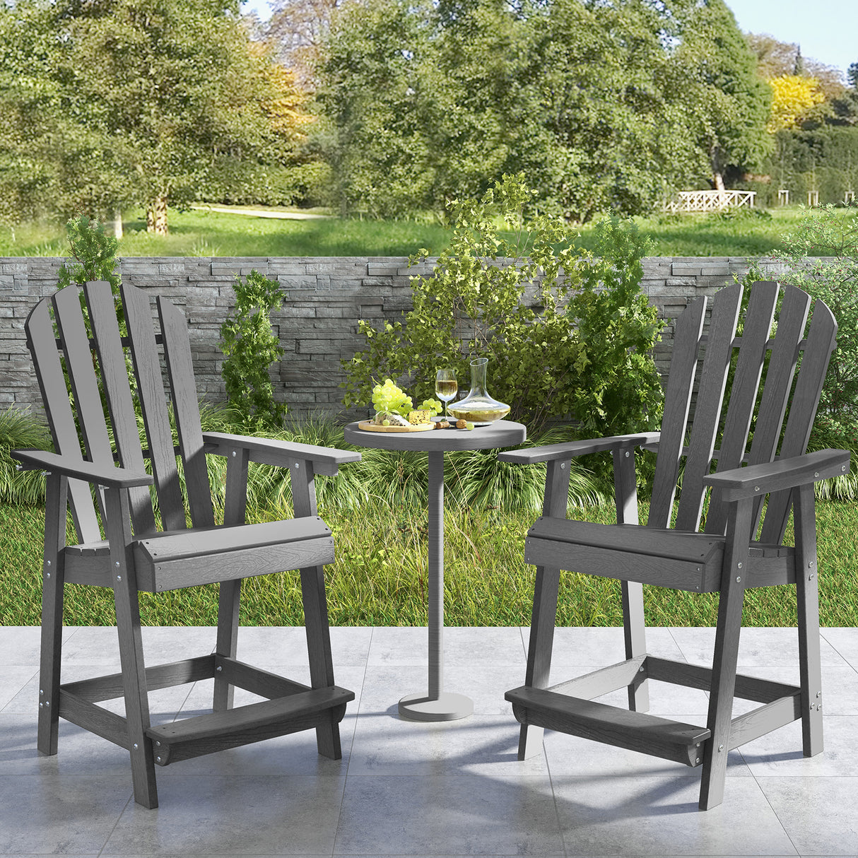 HDPE Patio Chair with Armrest and Footrest for Indoor Outdoor