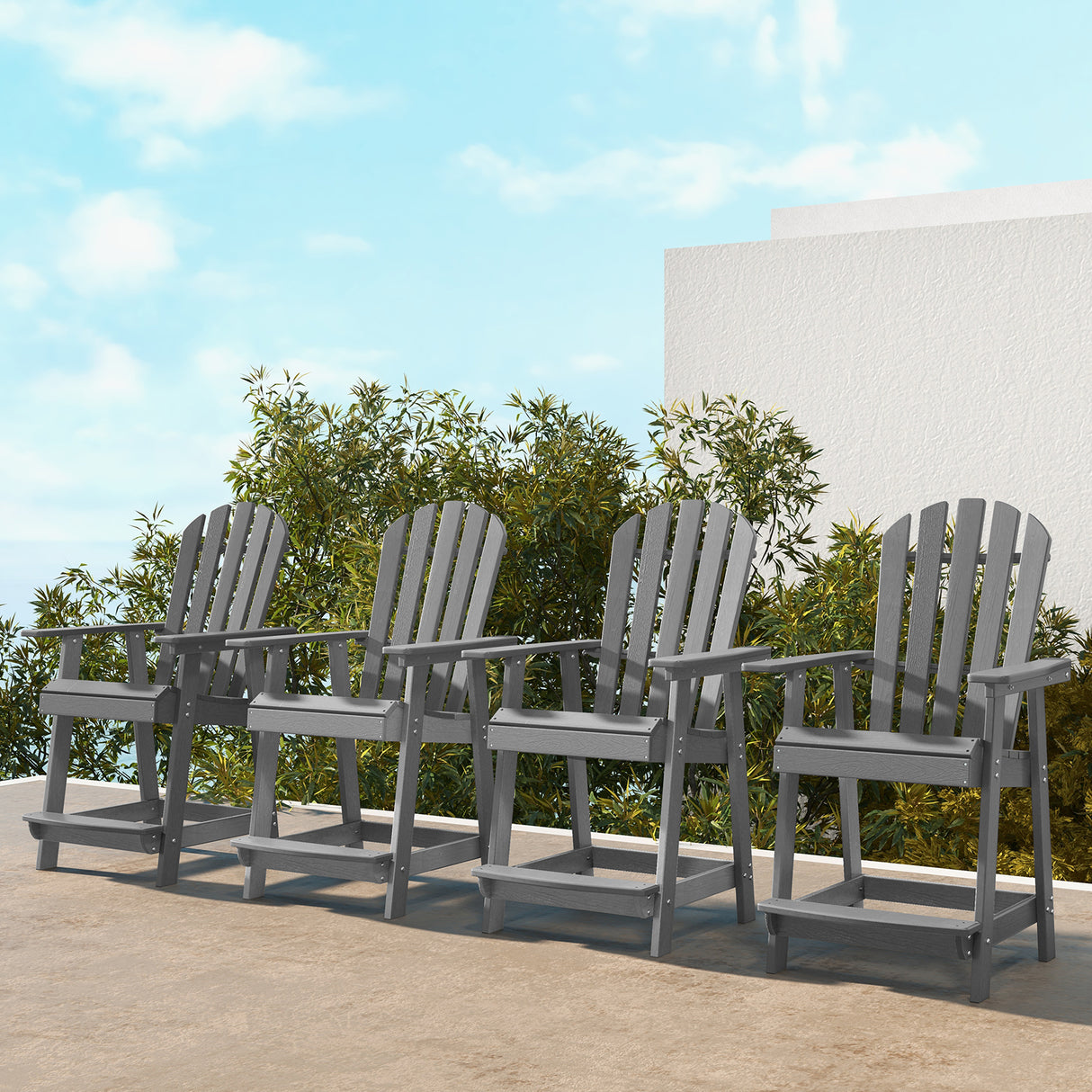 HDPE Patio Chair with Armrest and Footrest for Indoor Outdoor