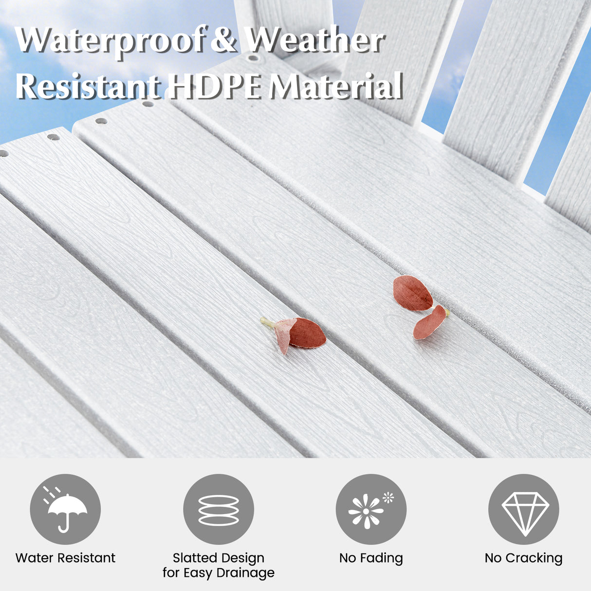 HDPE Patio Chair with Armrest and Footrest for Indoor Outdoor