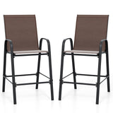 Outdoor Bar Stools Set of 2 29 Inch Fabric Bar Height Stools with Armrests