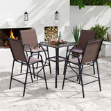 Outdoor Bar Stools Set of 2 29 Inch Fabric Bar Height Stools with Armrests
