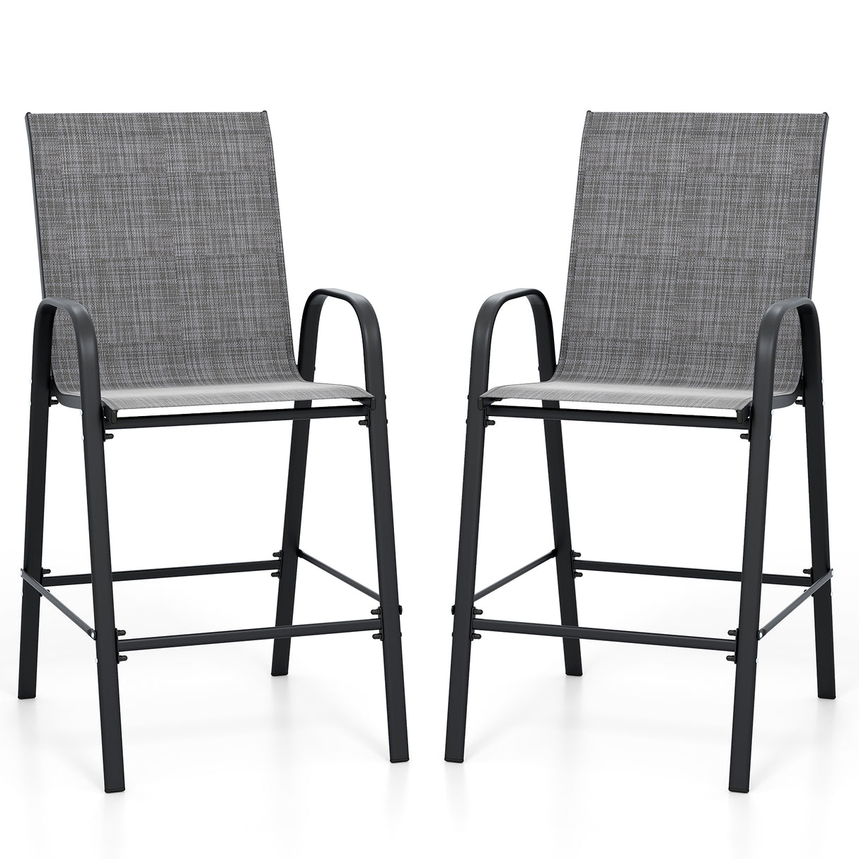 Outdoor Bar Stools Set of 2 29 Inch Fabric Bar Height Stools with Armrests
