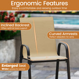 Outdoor Bar Stools Set of 2 29 Inch Fabric Bar Height Stools with Armrests