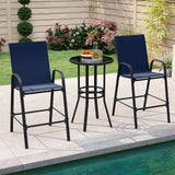 Outdoor Bar Stools Set of 2 29 Inch Fabric Bar Height Stools with Armrests