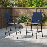 Outdoor Bar Stools Set of 2 29 Inch Fabric Bar Height Stools with Armrests