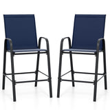 Outdoor Bar Stools Set of 2 29 Inch Fabric Bar Height Stools with Armrests