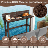 48 Inch Patio Pub Height Table with Storage Shelf and Adjustable Foot Pads-Brown