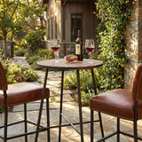 Outdoor Bar Table 41 inch Bar Height Patio Round Table with Acacia Wood Top and Metal Frame