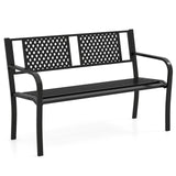 Outdoor Bench Metal Loveseat Patio Bench for 2-3-Person-Black