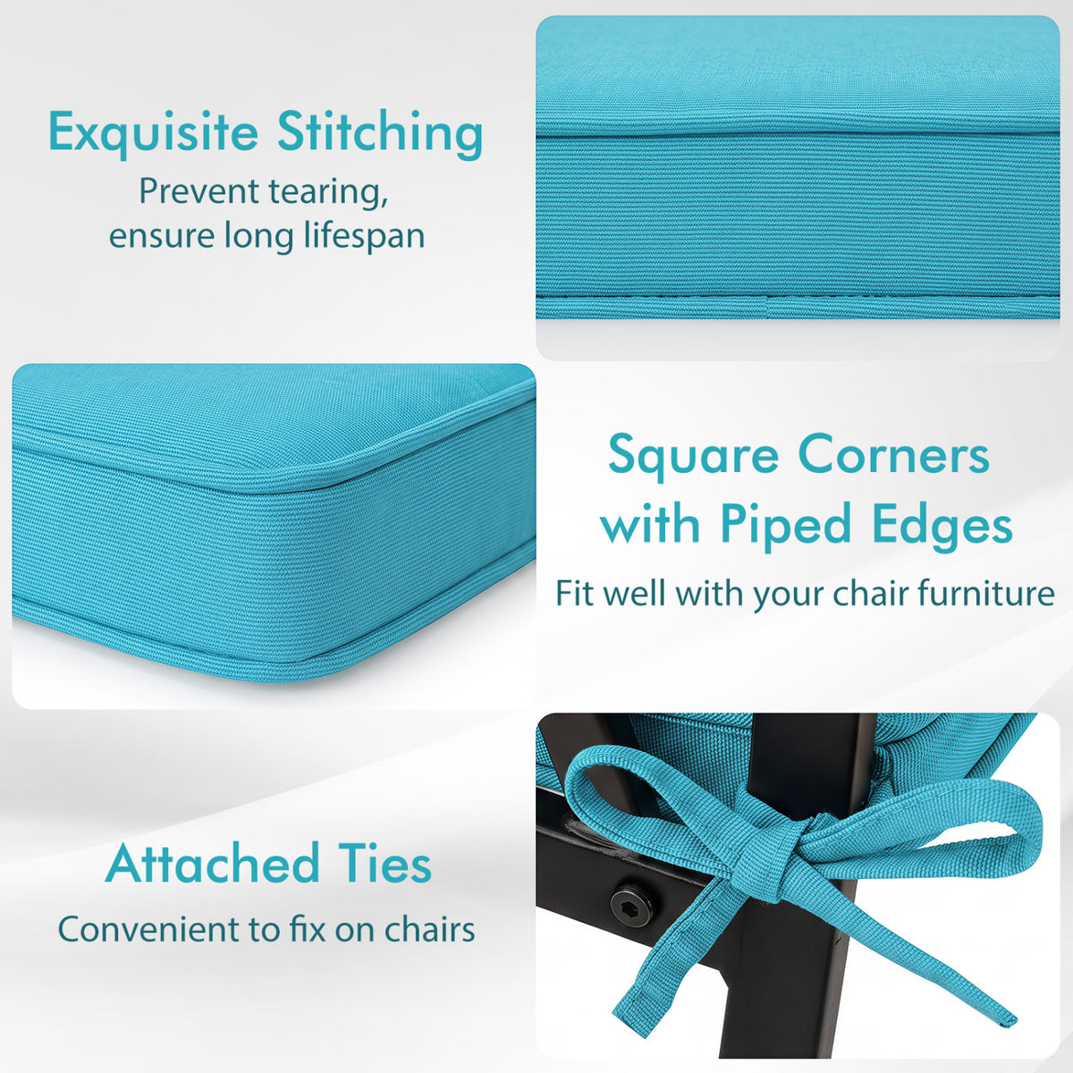 Outdoor Chair Cushion Set of 6 Waterproof Olefin Seat Cushions