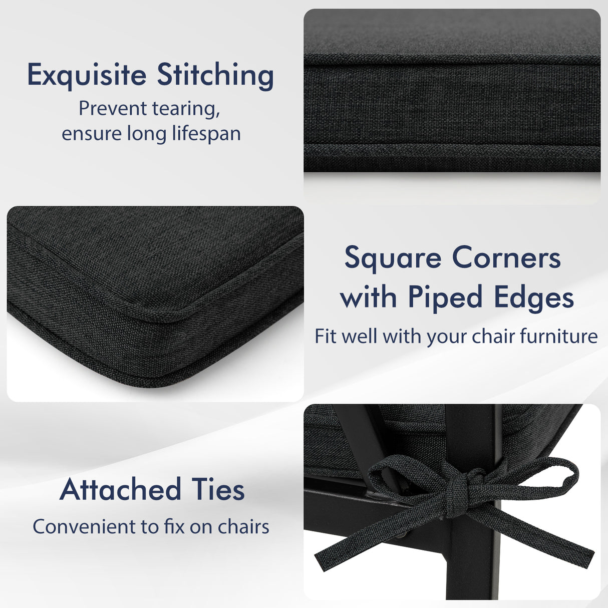Outdoor Chair Cushion Set of 2 Waterproof Fade-Resistant Olefin Seat Cushions