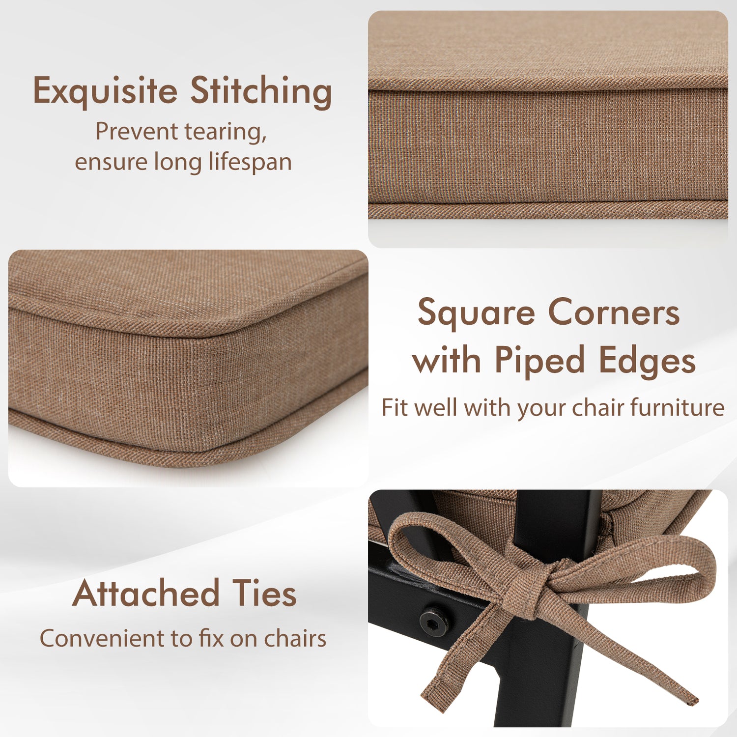 Outdoor Chair Cushion Set of 2 Waterproof Fade-Resistant Olefin Seat Cushions