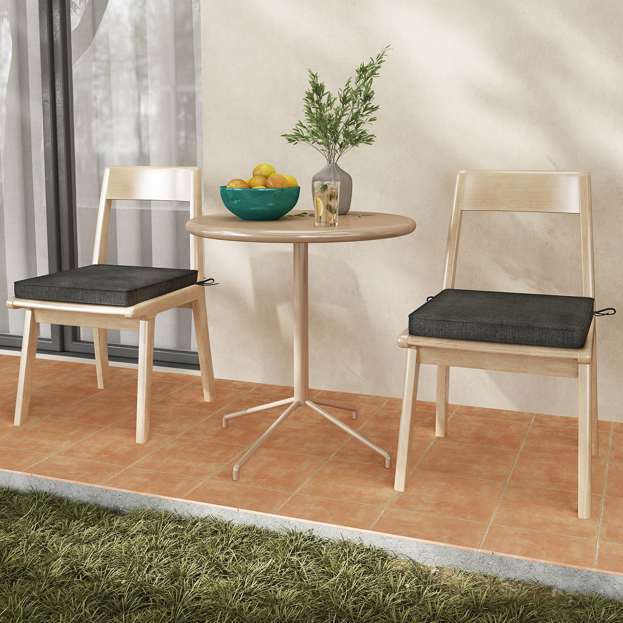Outdoor Chair Cushion Set of 2 Waterproof Fade-Resistant Olefin Seat Cushions