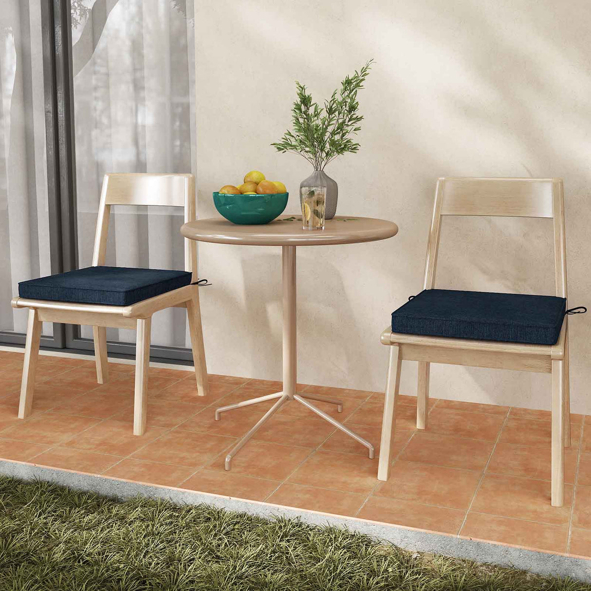 Outdoor Chair Cushion Set of 2 Waterproof Fade-Resistant Olefin Seat Cushions