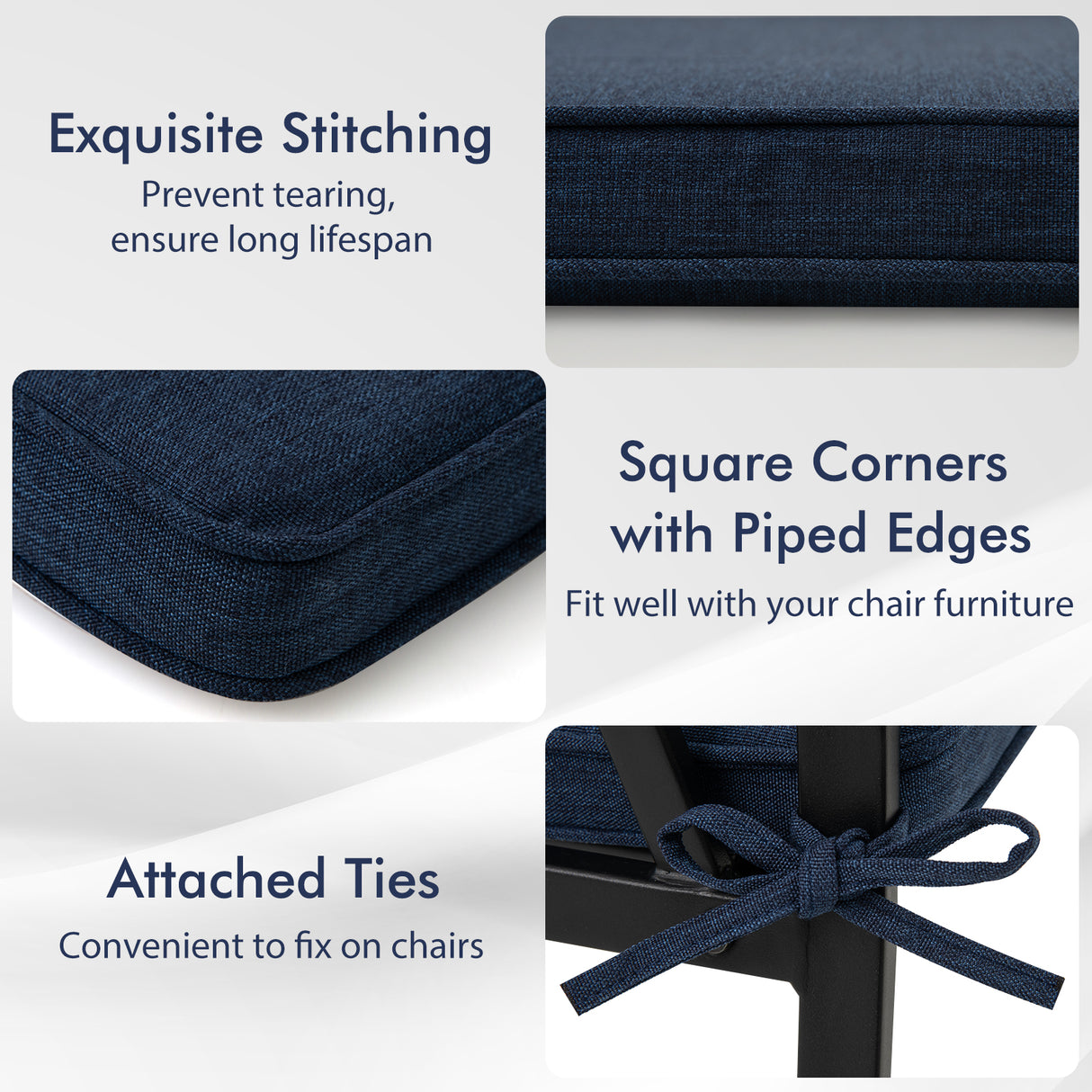Outdoor Chair Cushion Set of 2 Waterproof Fade-Resistant Olefin Seat Cushions