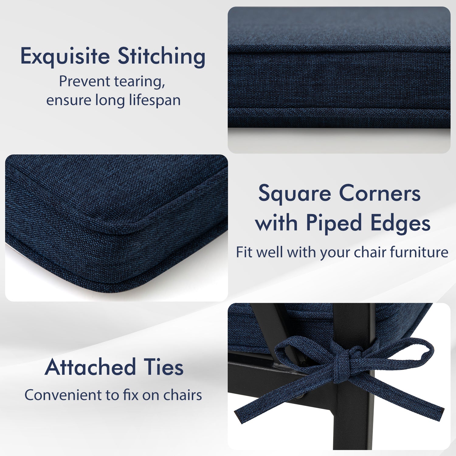 Outdoor Chair Cushion Set of 2 Waterproof Fade-Resistant Olefin Seat Cushions