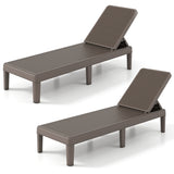 Outdoor Chaise Lounger Chair with Waterproof Rattan Textured PP Surface Set of 2