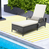 Outdoor Chaise Lounge Chair Recliner with 6-Level Backrest Cushion and Pillow