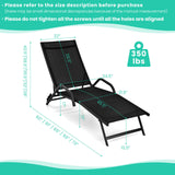 2 Pieces Outdoor Chaise Lounge with 5-Position Adjustable Backrest-Black