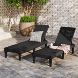 Outdoor Chaise Lounger Chair with Waterproof Rattan Textured PP Surface and 330 lbs Capacity