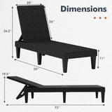 Outdoor Chaise Lounger Chair with Waterproof Rattan Textured PP Surface and 330 lbs Capacity