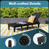 Outdoor Chaise Lounger Chair with Waterproof Rattan Textured PP Surface and 330 lbs Capacity