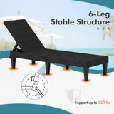 Outdoor Chaise Lounger Chair with Waterproof Rattan Textured PP Surface and 330 lbs Capacity