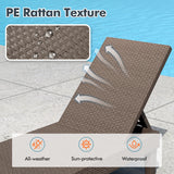 Outdoor Chaise Lounger Chair with Waterproof Rattan Textured PP Surface and 330 lbs Capacity