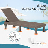 Outdoor Chaise Lounger Chair with Waterproof Rattan Textured PP Surface and 330 lbs Capacity
