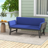 Outdoor Convertible Sofa Daybed with Adjustable Armrests for Balcony
