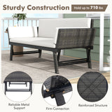 Outdoor Convertible Sofa Daybed with Adjustable Armrests for Balcony