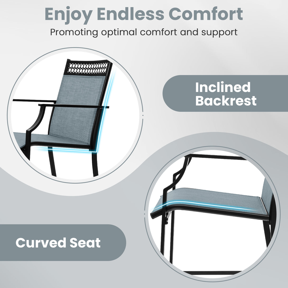 Outdoor Counter Stools Set of 2 Heavy-Duty Barstools with Footrest and Armrests
