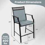 Outdoor Counter Stools Set of 2 Heavy-Duty Barstools with Footrest and Armrests