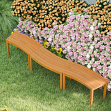 Outdoor Curved Acacia  Wood Bench Set of 2/3/4 for Front Porch