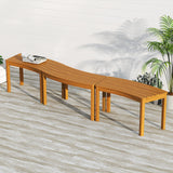 Outdoor Curved Acacia  Wood Bench Set of 2/3/4 for Front Porch