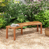 Outdoor Curved Acacia Wood Fire Pit Bench with Slatted Seat