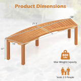 Outdoor Curved Acacia Wood Fire Pit Bench with Slatted Seat