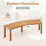 Outdoor Curved Acacia Wood Fire Pit Bench with Slatted Seat