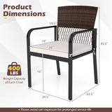 Outdoor Dining Chairs Set of 4 with Padded Cushion and Adjustable Feet for Patio-Beige