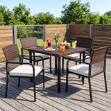 Outdoor Dining Chairs Set of 4 with Padded Cushion and Adjustable Feet for Patio-Beige