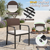 Outdoor Dining Chairs Set of 4 with Padded Cushion and Adjustable Feet for Patio-Beige