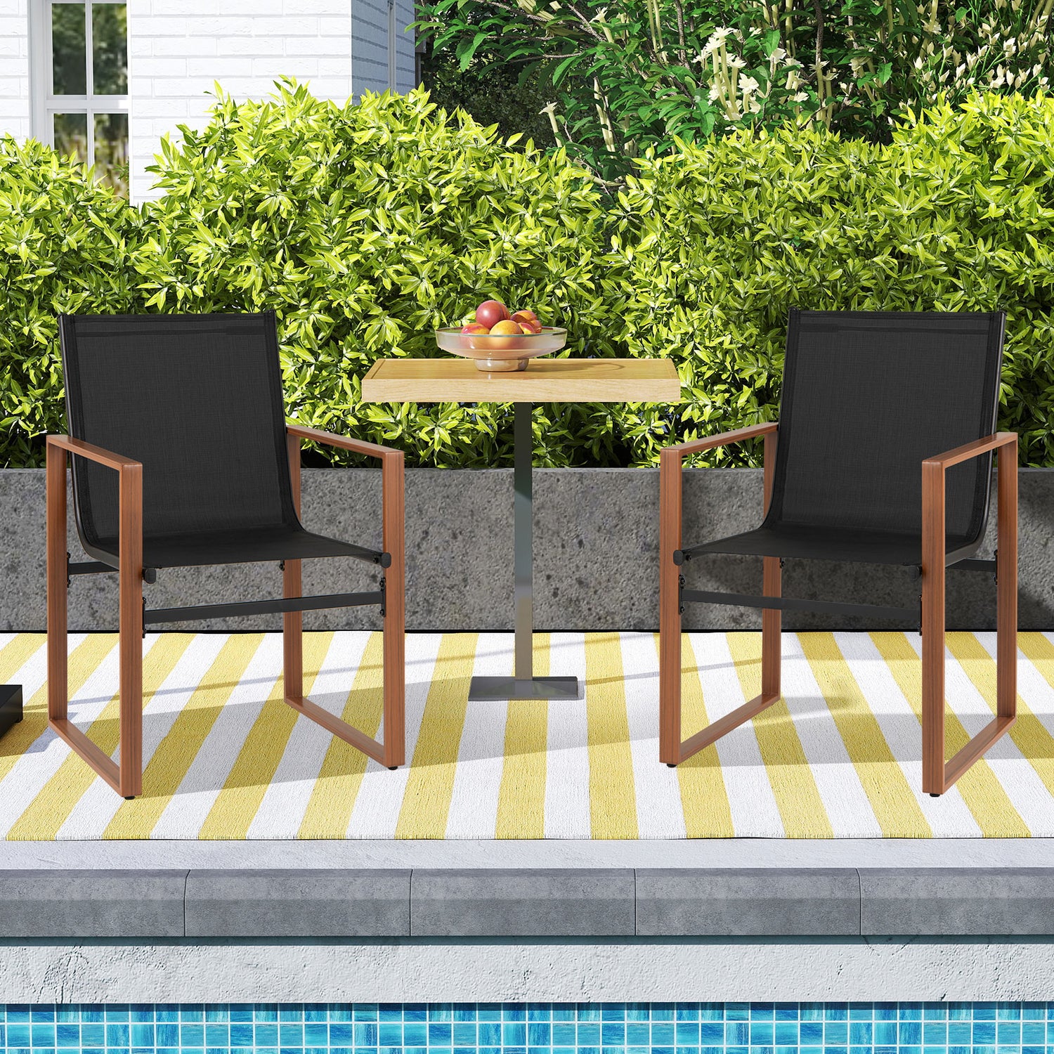 Outdoor Dining Chairs with Breathable Seat and Backrest Set of 2