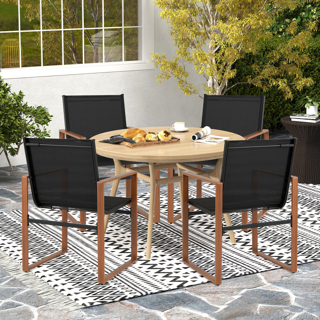 Outdoor Dining Chairs with Breathable Seat and Backrest Set of 2