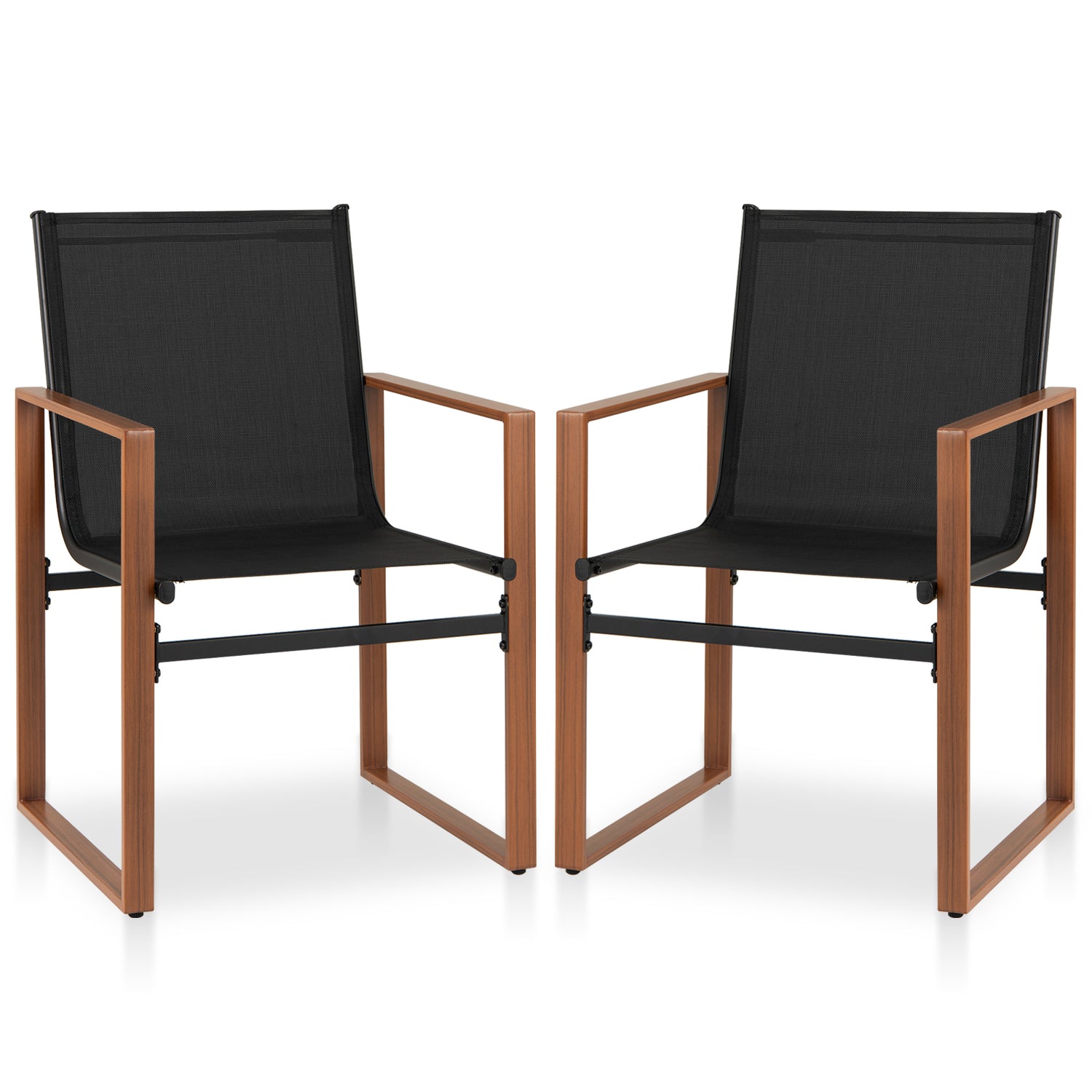 Outdoor Dining Chairs with Breathable Seat and Backrest Set of 2
