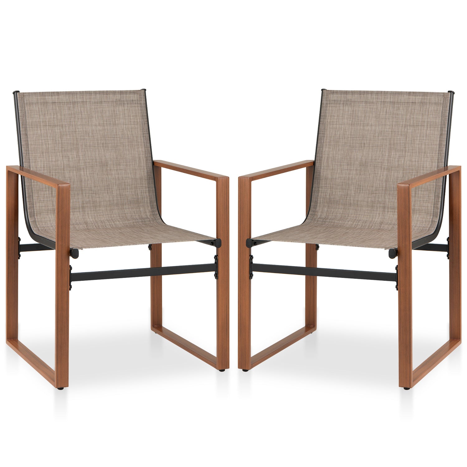 Outdoor Dining Chairs with Breathable Seat and Backrest Set of 2