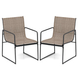 Outdoor Dining Chairs Set of 2 Patio Furniture Chair with Breathable Seat and Backrest-Brown