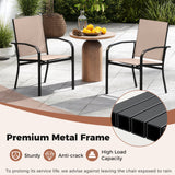 Outdoor Dining Chairs Set of 4 with High Back and Metal Frame-Light Brown