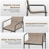 Outdoor Dining Chairs Set of 4 Patio Furniture Chair with Breathable Seat and Backrest-Brown
